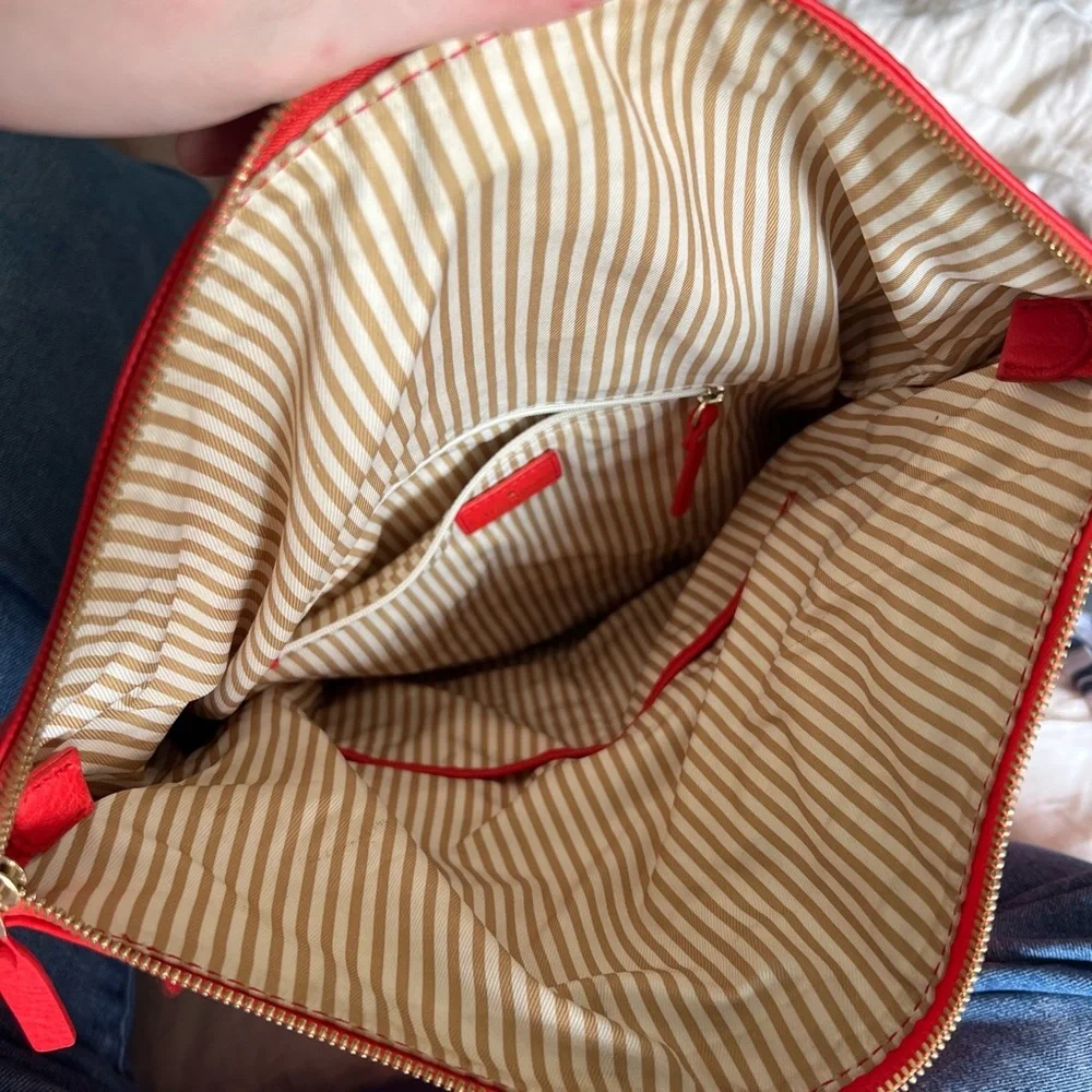 kate spade Red Leather Satchel with Top Shoulder Handles